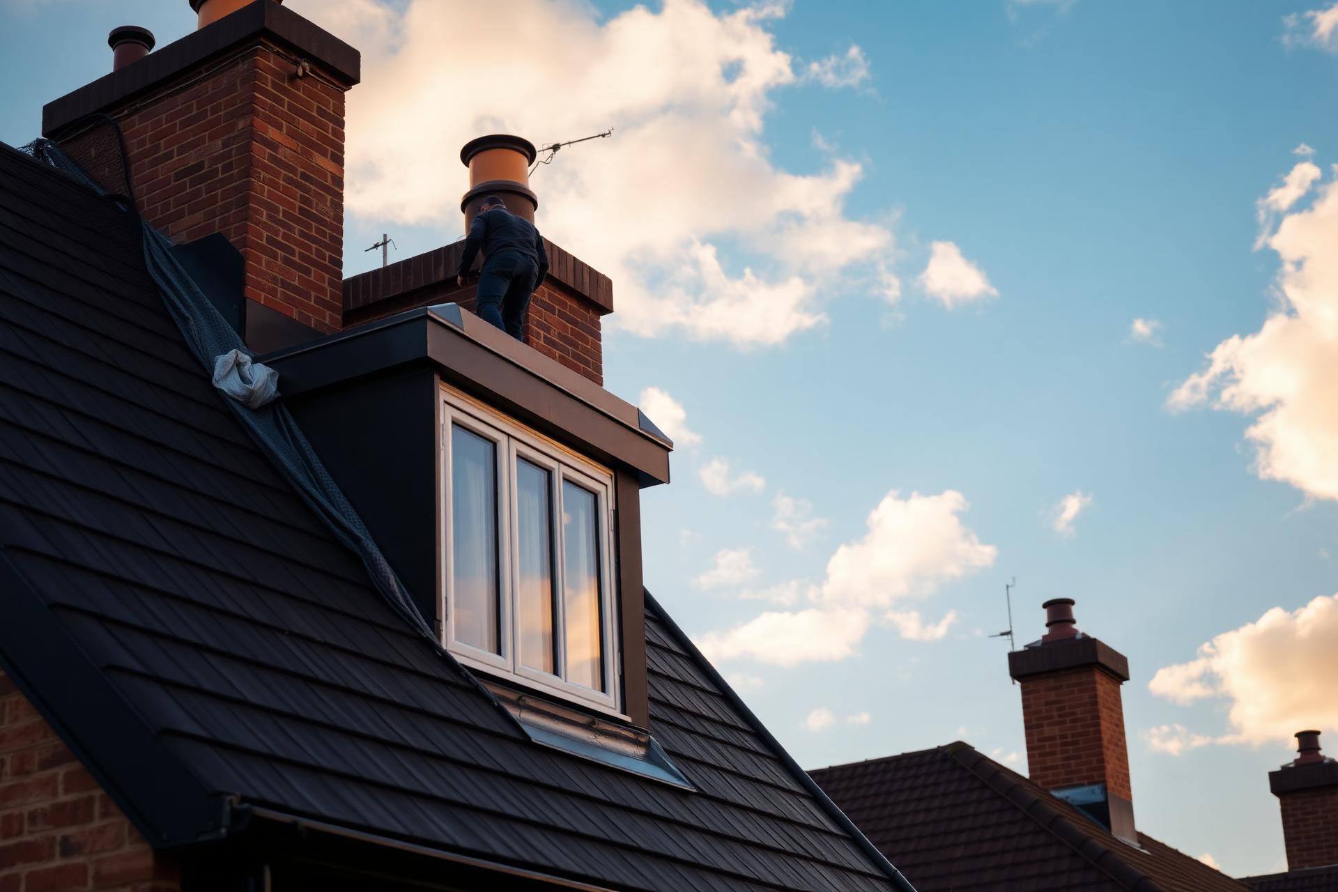 Roofing and moss removal specialists at work